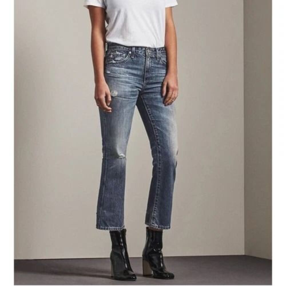 Adriano Goldschmied AG Distressed Jodi High Rise Slim Flare Crop Jeans 29